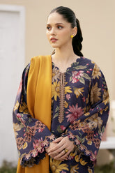 BAROQUE - 3PC KHADDAR PRINTED SHIRT WITH KHADDAR PRINTED DUPATTA AND TROUSER - HZU2504